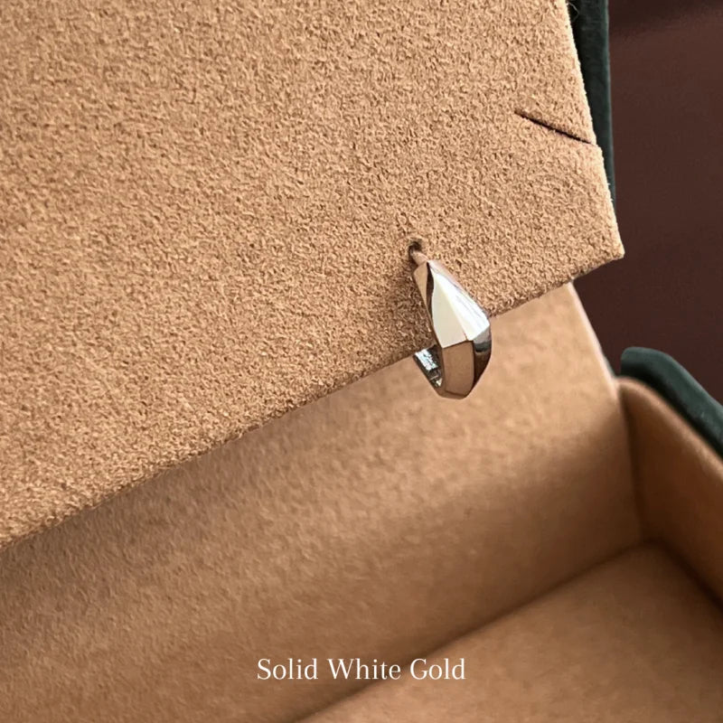 Multifaceted | Geometric Huggies Large (Solid Gold) | Lady Estere Jewellery | Worldwide 14K 18K Solid Gold Lab-Grown Diamond Moissanite