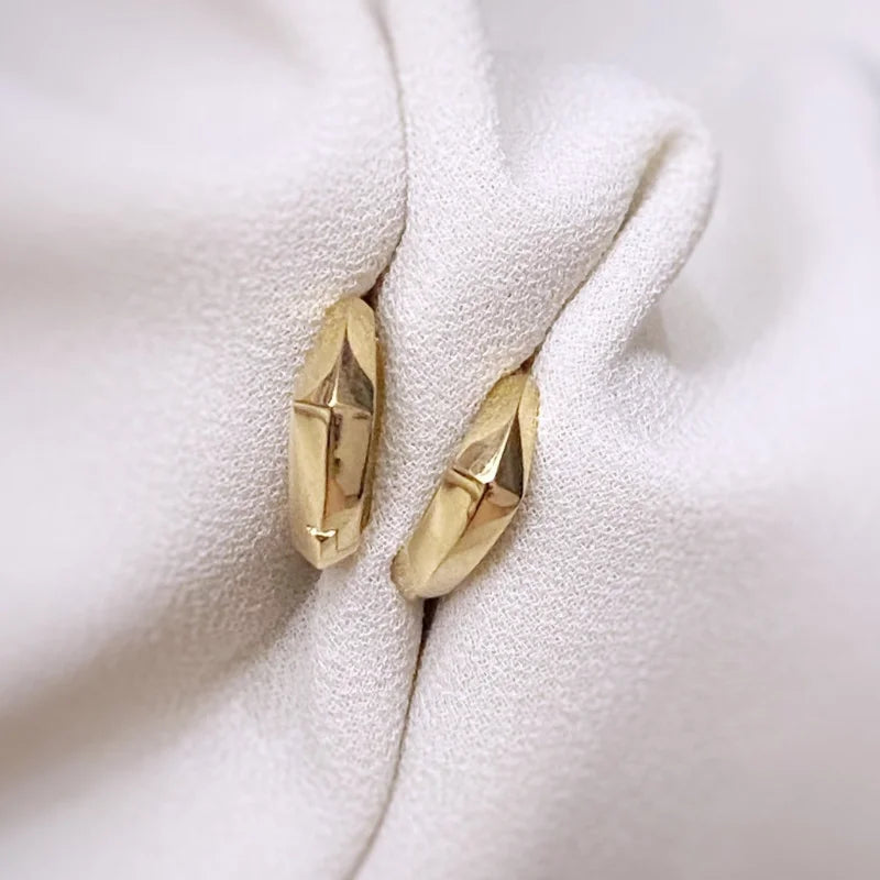 Multifaceted | Geometric Huggies Large (Solid Gold) | Lady Estere Jewellery | Worldwide 14K 18K Solid Gold Lab-Grown Diamond Moissanite