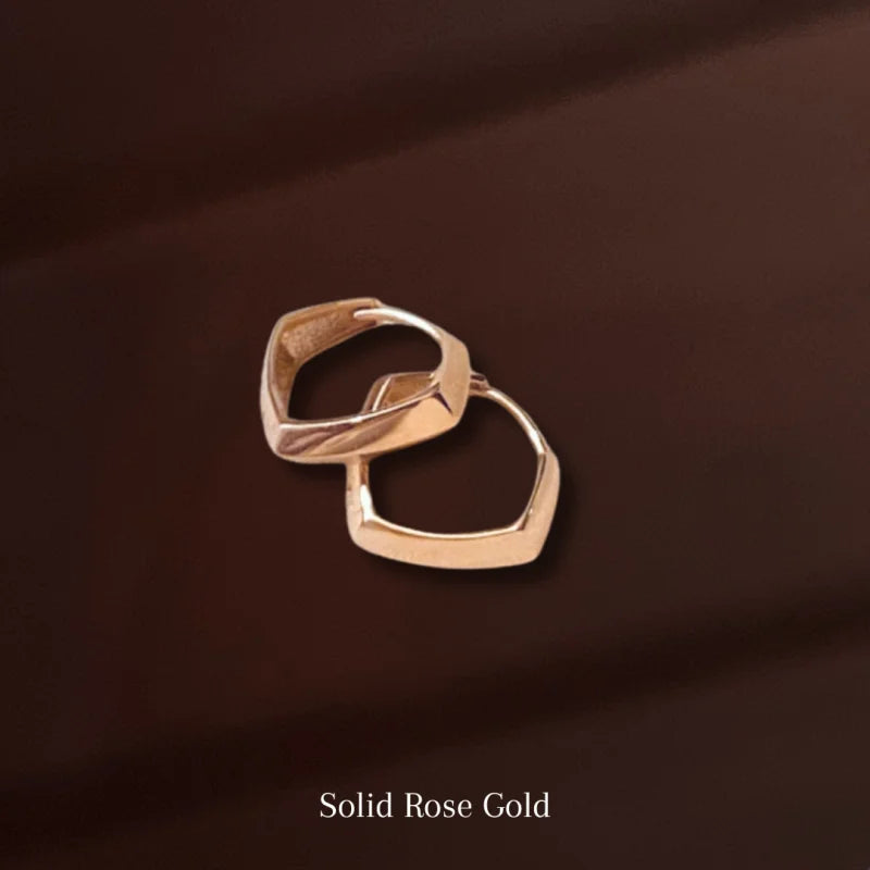 Multifaceted | Geometric Huggies Large (Solid Gold) | Lady Estere Jewellery | Worldwide 14K 18K Solid Gold Lab-Grown Diamond Moissanite