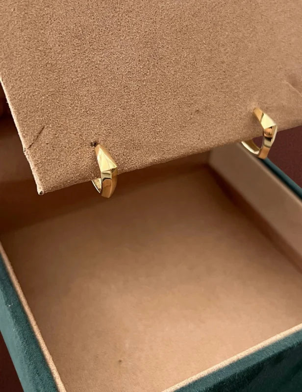 Multifaceted | Geometric Huggies Large (Solid Gold) | Lady Estere Jewellery | Worldwide 14K 18K Solid Gold Lab-Grown Diamond Moissanite