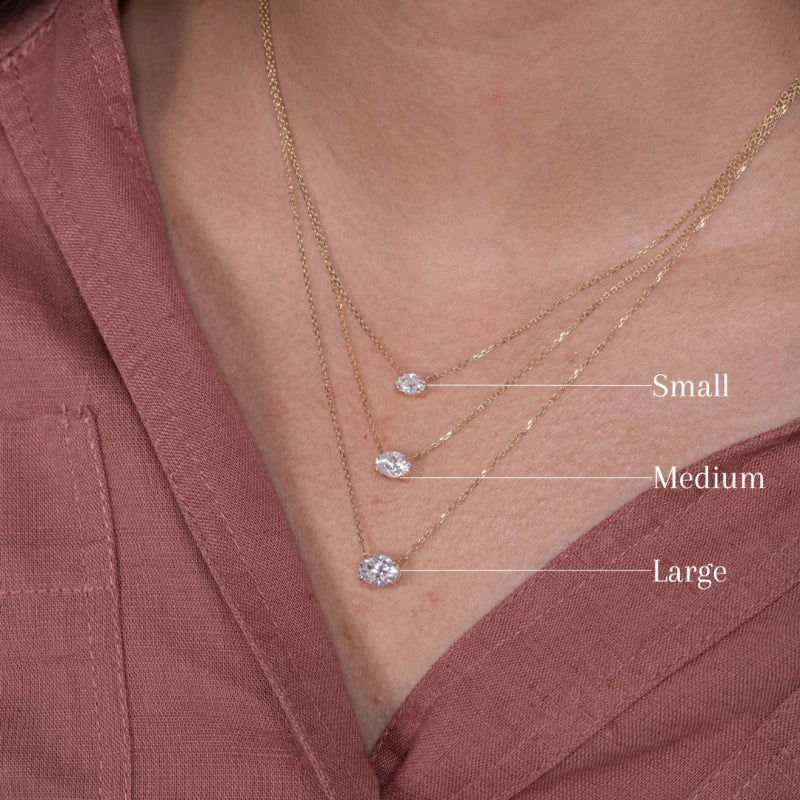 Oval Moissanite Solitaire Necklace (Solid Gold) | Lady Estere Jewellery | Worldwide 14K 18K Solid Gold Lab-Grown Diamond White Yellow Rose