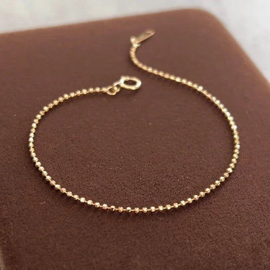 Paris | Shiny Faceted Bead Chain Bracelet (Solid Gold) | Lady Estere Jewellery 14K 18K Solid Gold Lab-Grown Diamond Moissanite White Yellow