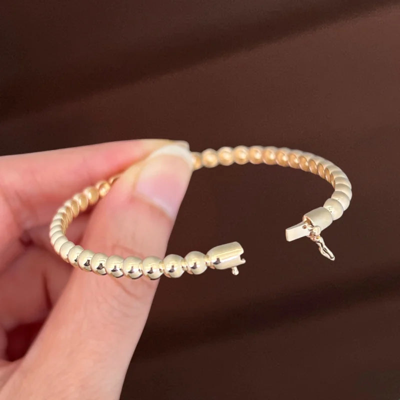 Pebble | 4mm Bangle Bracelet (Solid Gold) | Lady Estere Jewellery | Worldwide Shipping 14K 18K Solid Gold Lab-Grown Diamond Moissanite