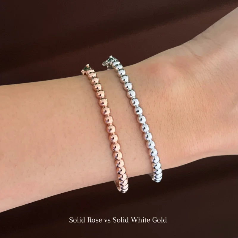 Pebble | 4mm Bangle Bracelet (Solid Gold) | Lady Estere Jewellery | Worldwide Shipping 14K 18K Solid Gold Lab-Grown Diamond Moissanite