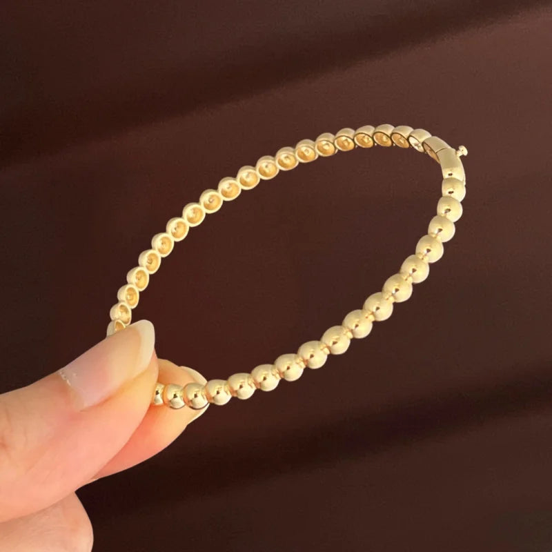 Pebble | 4mm Bangle Bracelet (Solid Gold) | Lady Estere Jewellery | Worldwide Shipping 14K 18K Solid Gold Lab-Grown Diamond Moissanite