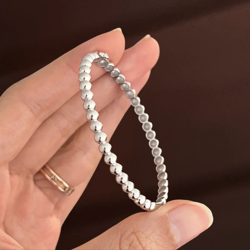 Pebble | 4mm Bangle Bracelet (Solid Gold) | Lady Estere Jewellery | Worldwide Shipping 14K 18K Solid Gold Lab-Grown Diamond Moissanite