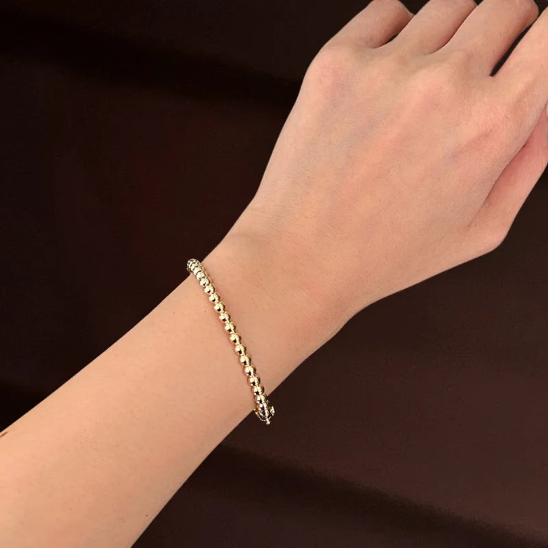Pebble | 4mm Bangle Bracelet (Solid Gold) | Lady Estere Jewellery | Worldwide Shipping 14K 18K Solid Gold Lab-Grown Diamond Moissanite