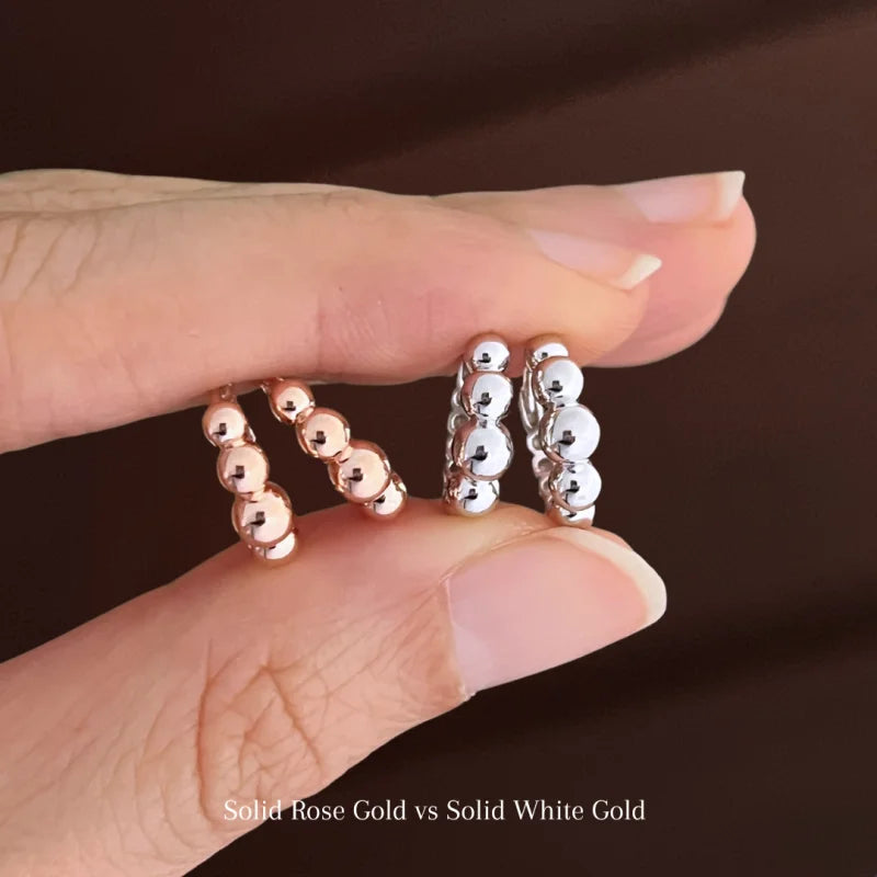 Pebble | Graduating Hoop Earrings (Solid Gold) | Lady Estere Jewellery | Worldwide 14K 18K Solid Gold Lab-Grown Diamond Moissanite White