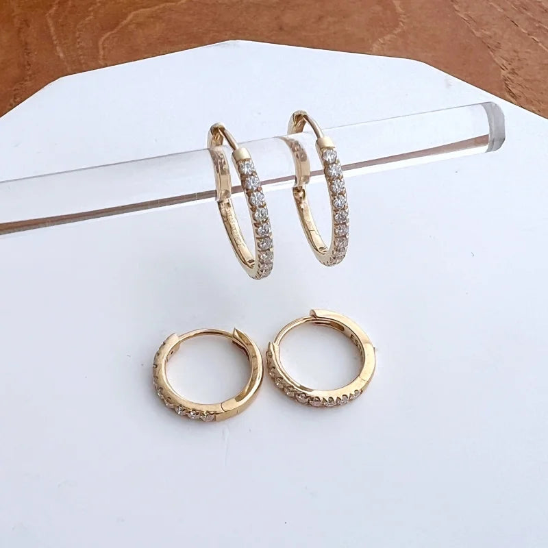 Pillar + | Pave Huggie Hoop Earrings (Solid gold) Pillar + Lady Estere Jewellery | Worldwide 14K 18K Solid Gold Lab Grown Diamond