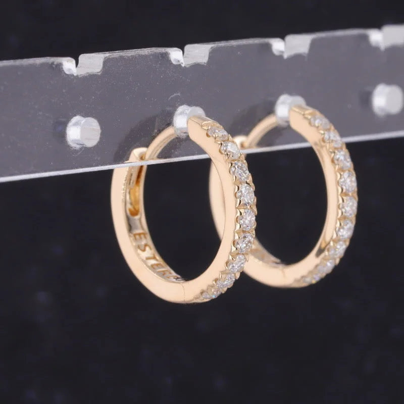 Pillar + | Pave Huggie Hoop Earrings (Solid gold) Pillar + Lady Estere Jewellery | Worldwide 14K 18K Solid Gold Lab Grown Diamond
