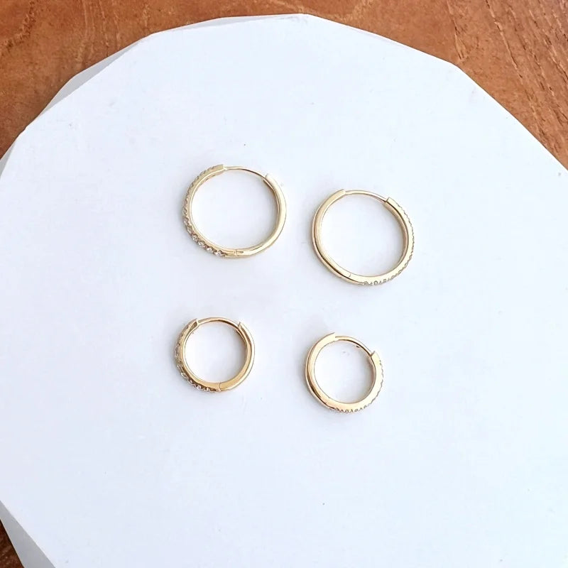 Pillar + | Pave Huggie Hoop Earrings (Solid gold) Pillar + Lady Estere Jewellery | Worldwide 14K 18K Solid Gold Lab Grown Diamond