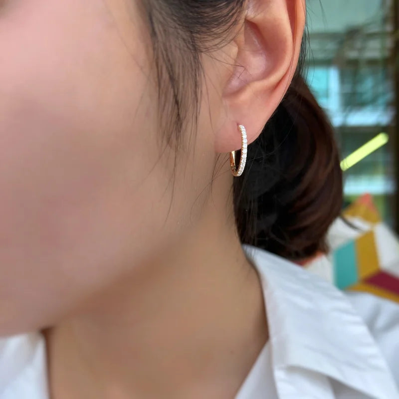 Pillar + | Pave Huggie Hoop Earrings (Solid gold) Pillar + Lady Estere Jewellery | Worldwide 14K 18K Solid Gold Lab Grown Diamond