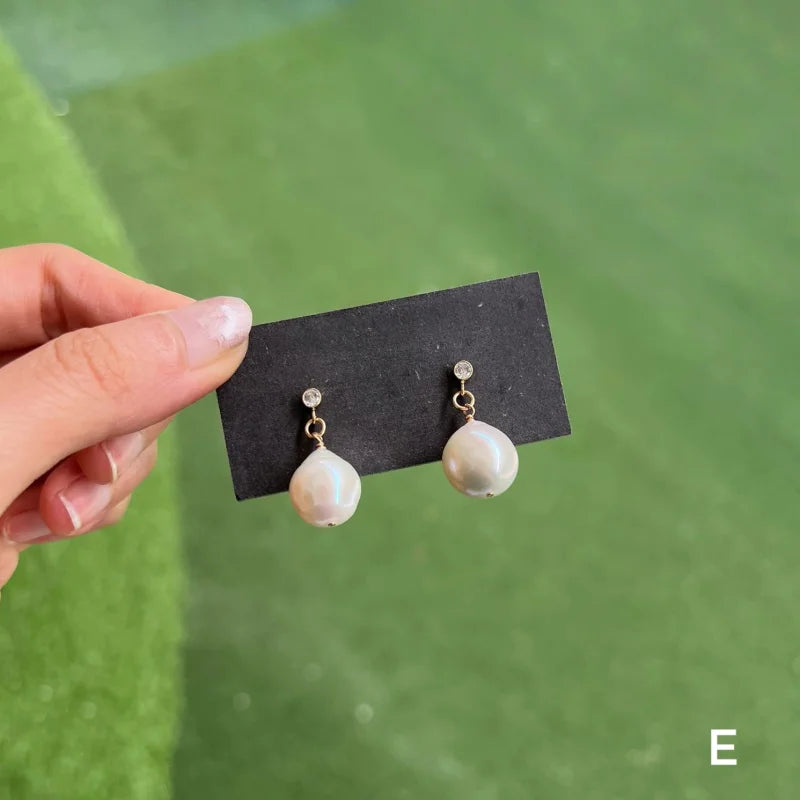 Pompom | Freshwater Baroque CZ Diamond Earrings | Lady Estere Jewellery | Worldwide 14K 18K Solid Gold Lab-Grown Moissanite White Yellow