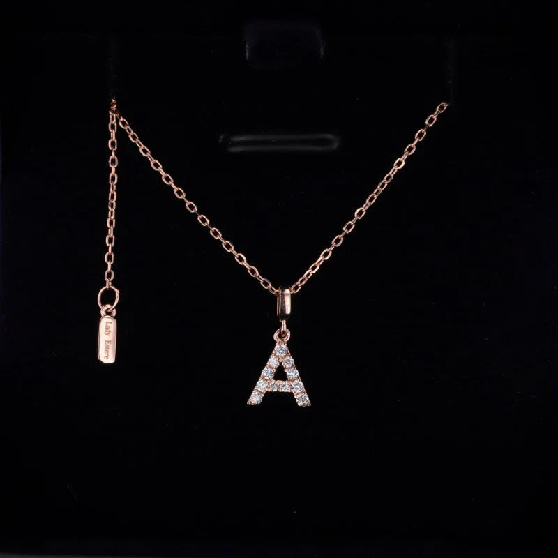 Remembrance | Initial Diamond Necklace (Solid Gold) | Lady Estere Jewellery | Worldwide 14K 18K Solid Gold Lab-Grown Moissanite White