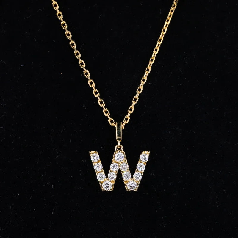 Remembrance | Initial Diamond Necklace (Solid Gold) | Lady Estere Jewellery | Worldwide 14K 18K Solid Gold Lab-Grown Moissanite White