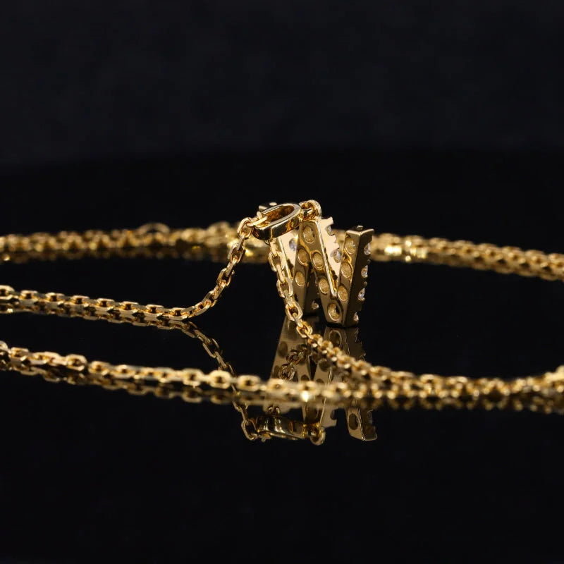 Remembrance | Initial Diamond Necklace (Solid Gold) | Lady Estere Jewellery | Worldwide 14K 18K Solid Gold Lab-Grown Moissanite White
