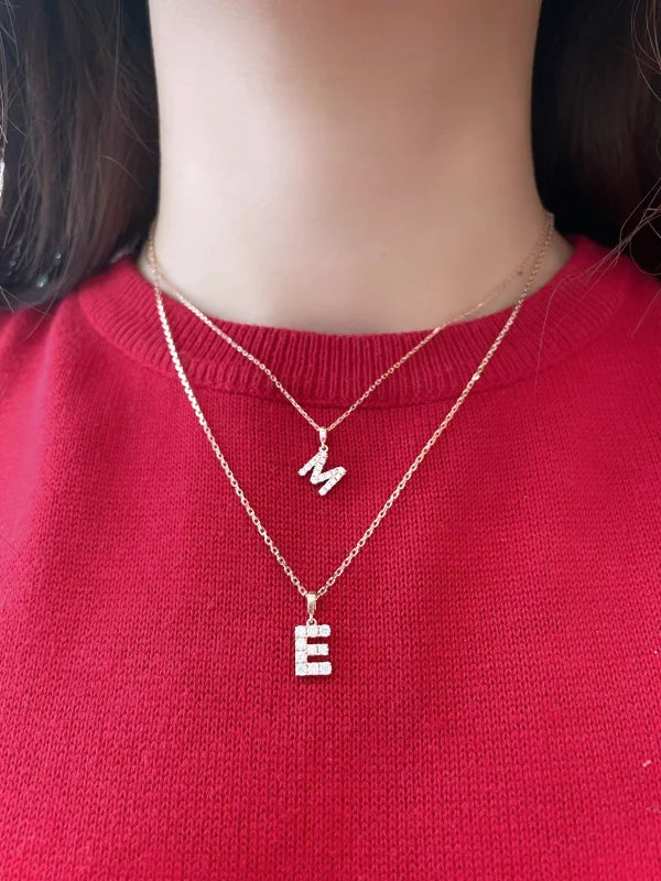 Remembrance | Initial Diamond Necklace (Solid Gold) | Lady Estere Jewellery | Worldwide 14K 18K Solid Gold Lab-Grown Moissanite White