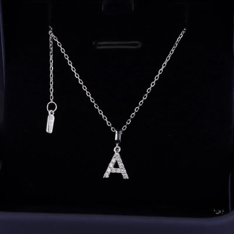 Remembrance | Initial Diamond Necklace (Solid Gold) | Lady Estere Jewellery | Worldwide 14K 18K Solid Gold Lab-Grown Moissanite White