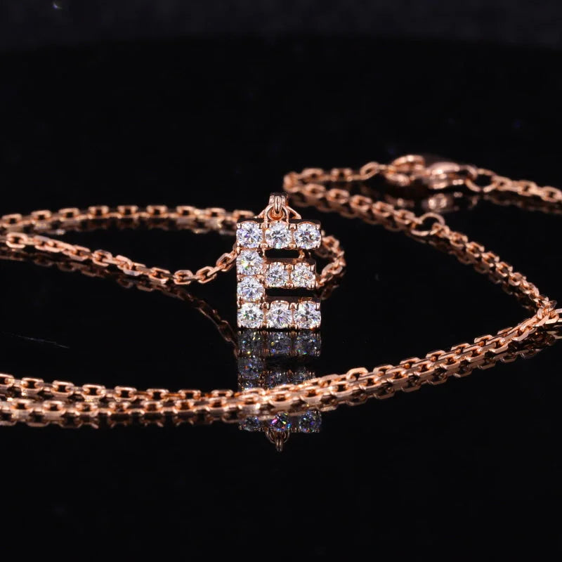 Remembrance | Initial Diamond Necklace (Solid Gold) | Lady Estere Jewellery | Worldwide 14K 18K Solid Gold Lab-Grown Moissanite White