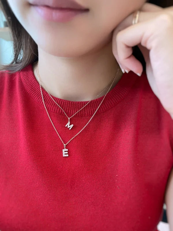 Remembrance | Initial Diamond Necklace (Solid Gold) | Lady Estere Jewellery | Worldwide 14K 18K Solid Gold Lab-Grown Moissanite White
