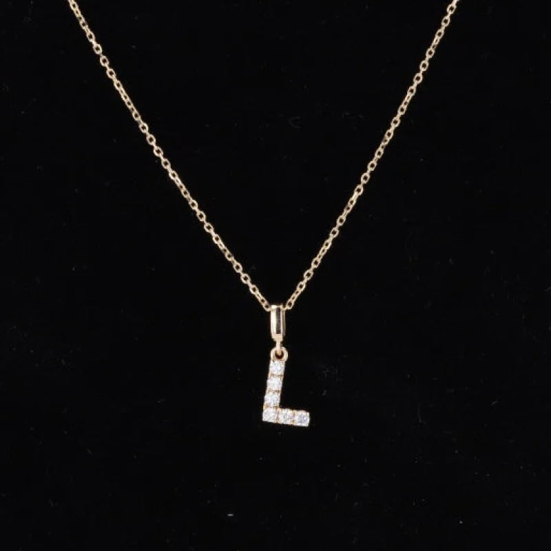 Remembrance | Initial Diamond Necklace (Solid Gold) | Lady Estere Jewellery | Worldwide 14K 18K Solid Gold Lab-Grown Moissanite White