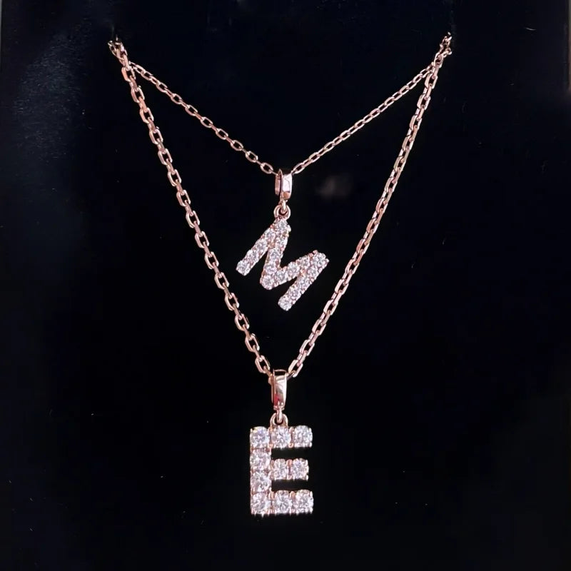 Remembrance | Initial Diamond Necklace (Solid Gold) | Lady Estere Jewellery | Worldwide 14K 18K Solid Gold Lab-Grown Moissanite White