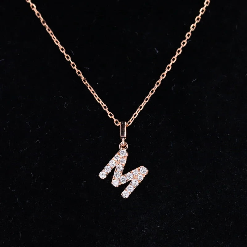 Remembrance | Initial Diamond Necklace (Solid Gold) | Lady Estere Jewellery | Worldwide 14K 18K Solid Gold Lab-Grown Moissanite White