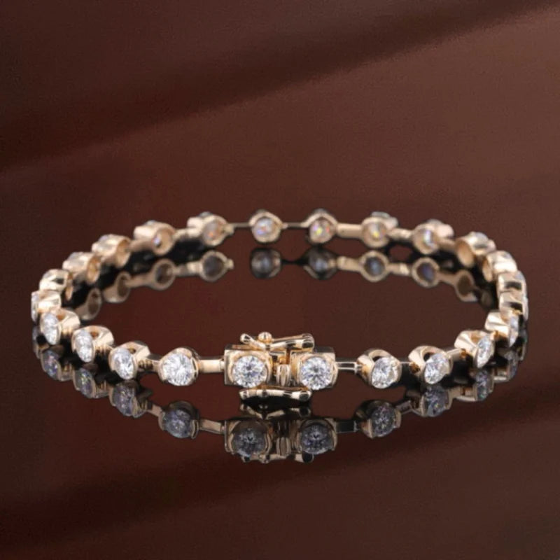 Renee | Diamond Station Eternity Tennis Bracelet (Solid Gold) | Lady Estere Jewellery 14K 18K Solid Gold Lab-Grown Moissanite White Yellow
