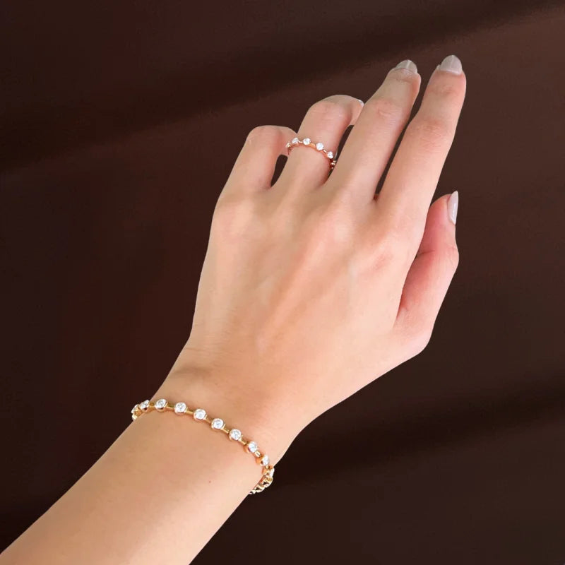 Renee | Lab Diamond Station Eternity Tennis Bracelet (Solid Gold) | Lady Estere Jewellery 14K 18K Solid Gold Lab-Grown Moissanite White