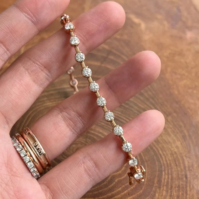 Renee | Lab Diamond Station Eternity Tennis Bracelet (Solid Gold) | Lady Estere Jewellery 14K 18K Solid Gold Lab-Grown Moissanite White