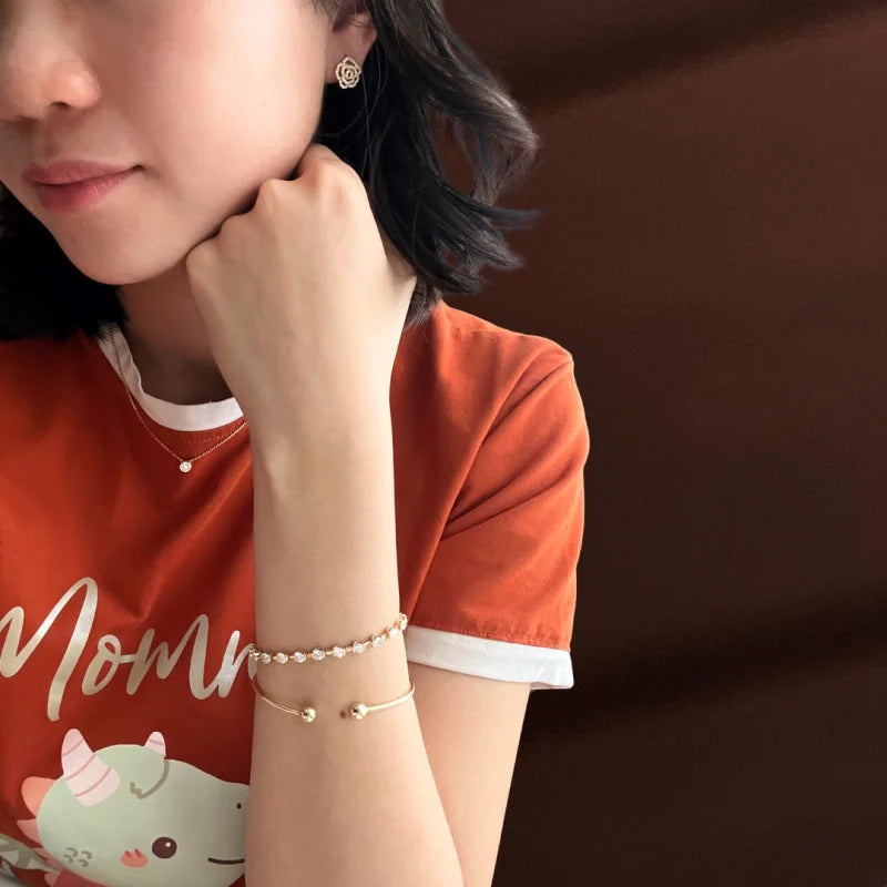 Renee | Lab Diamond Station Eternity Tennis Bracelet (Solid Gold) | Lady Estere Jewellery 14K 18K Solid Gold Lab-Grown Moissanite White