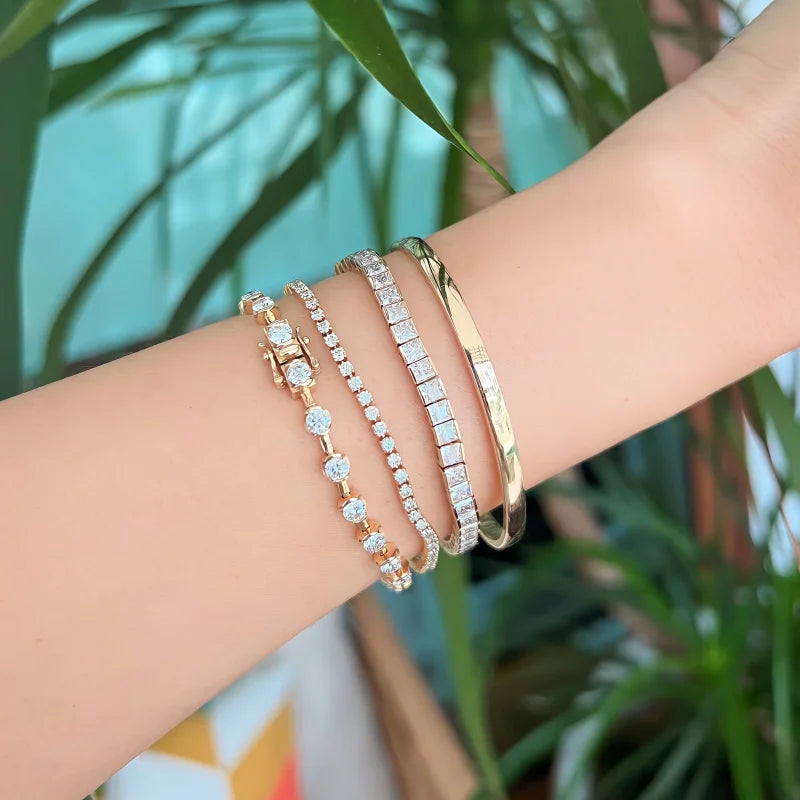Renee | Lab Diamond Station Eternity Tennis Bracelet (Solid Gold) | Lady Estere Jewellery 14K 18K Solid Gold Lab-Grown Moissanite White
