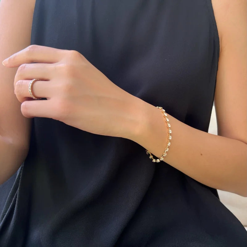 Renee | Lab Diamond Station Eternity Tennis Bracelet (Solid Gold) | Lady Estere Jewellery 14K 18K Solid Gold Lab-Grown Moissanite White