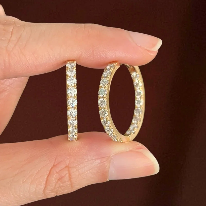 Riviere | Large Eternity Pave Hoops (Solid Gold) | Lady Estere Jewellery | Worldwide 14K 18K Solid Gold Lab-Grown Diamond Moissanite White