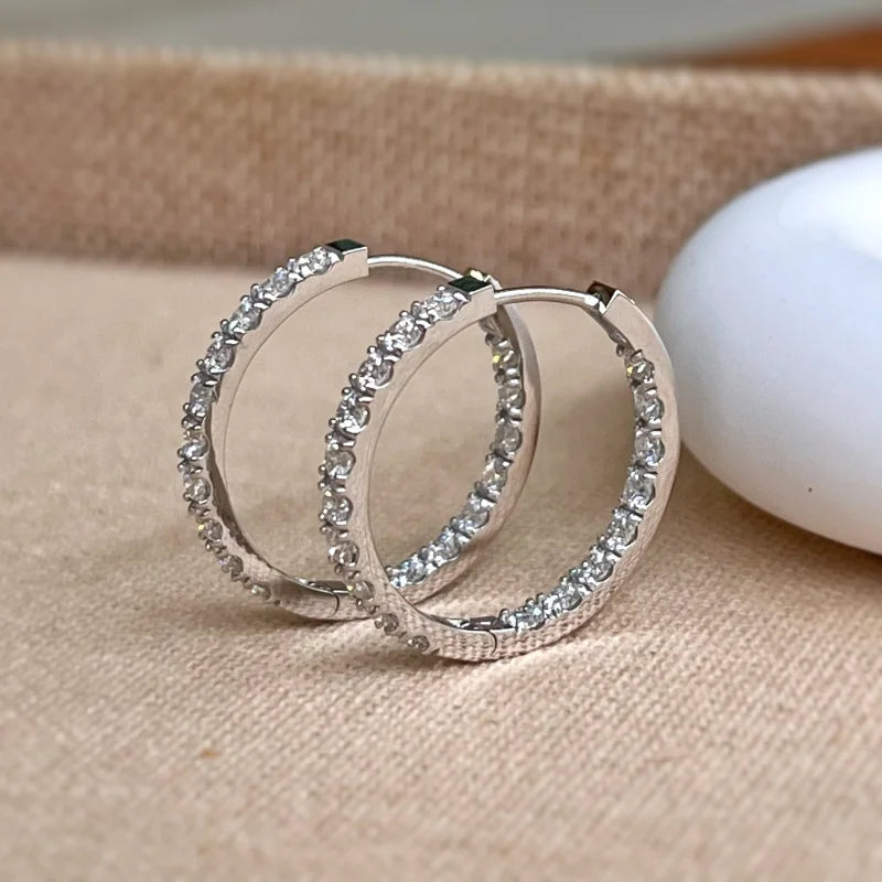 Riviere | Large Eternity Pave Hoops (Solid Gold) | Lady Estere Jewellery | Worldwide 14K 18K Solid Gold Lab Grown Diamond Moissanite White