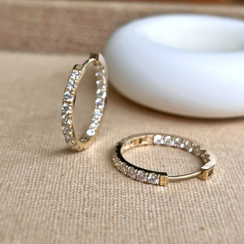 Riviere | Large Eternity Pave Hoops (Solid Gold) | Lady Estere Jewellery | Worldwide 14K 18K Solid Gold Lab Grown Diamond Moissanite White