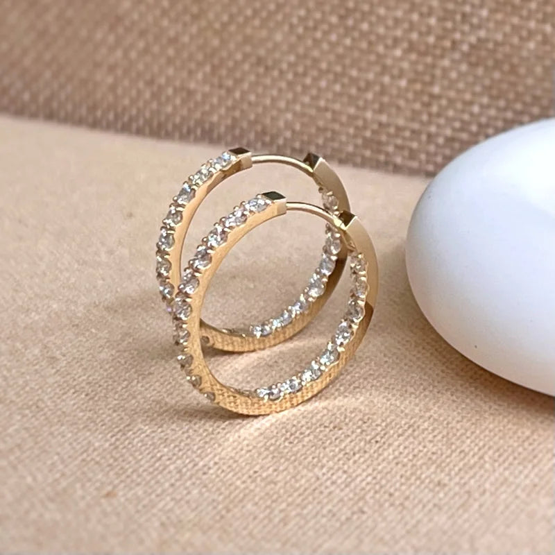 Riviere | Large Eternity Pave Hoops (Solid Gold) | Lady Estere Jewellery | Worldwide 14K 18K Solid Gold Lab Grown Diamond Moissanite White