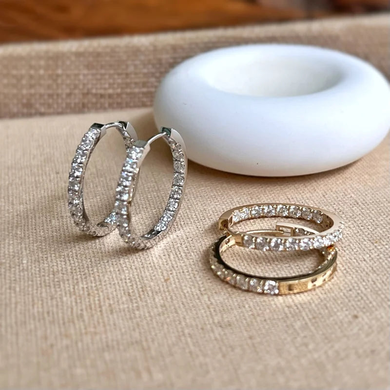 Riviere | Large Eternity Pave Hoops (Solid Gold) | Lady Estere Jewellery | Worldwide 14K 18K Solid Gold Lab Grown Diamond Moissanite White