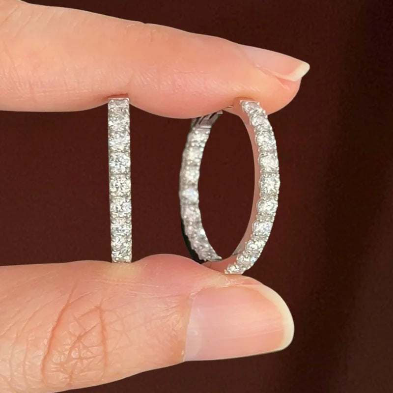 Riviere | Large Eternity Pave Hoops (Solid Gold) | Lady Estere Jewellery | Worldwide 14K 18K Solid Gold Lab-Grown Diamond Moissanite White