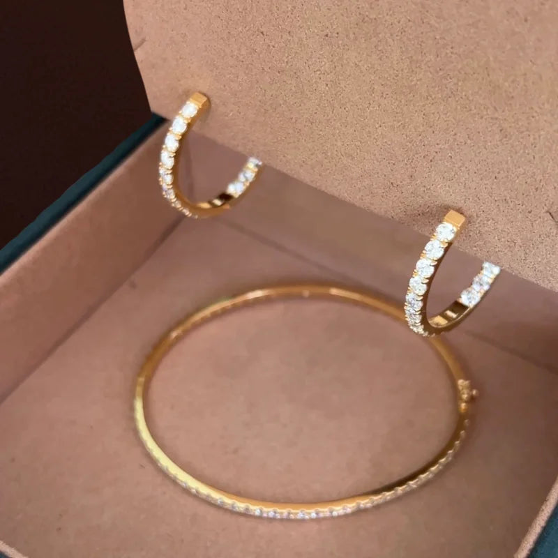 Riviere | Large Eternity Pave Hoops (Solid Gold) | Lady Estere Jewellery | Worldwide 14K 18K Solid Gold Lab-Grown Diamond Moissanite White