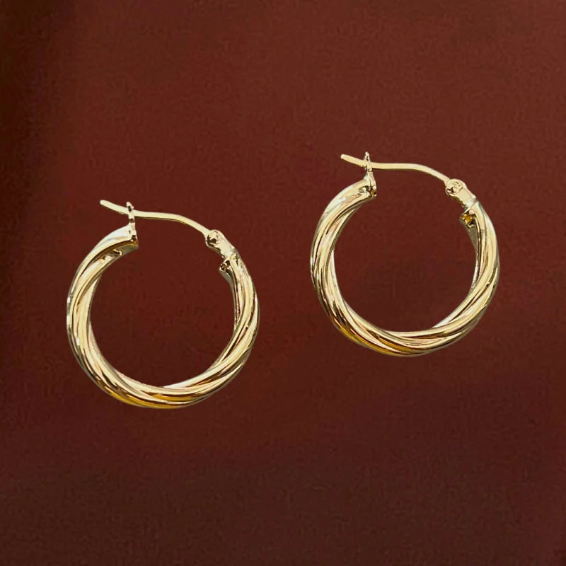 Rope | 18K Everyday Hoop Earrings (Solid Gold) | Lady Estere Jewellery | Worldwide 14K Solid Gold Lab-Grown Diamond Moissanite White Yellow