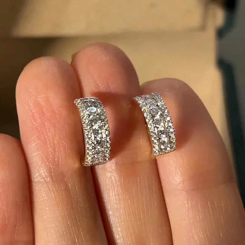 Rowē | Framed Pavé Hoop Earrings (Solid Gold) | Lady Estere Jewellery | Worldwide Shipping 14K 18K Solid Gold Lab-Grown Diamond Moissanite
