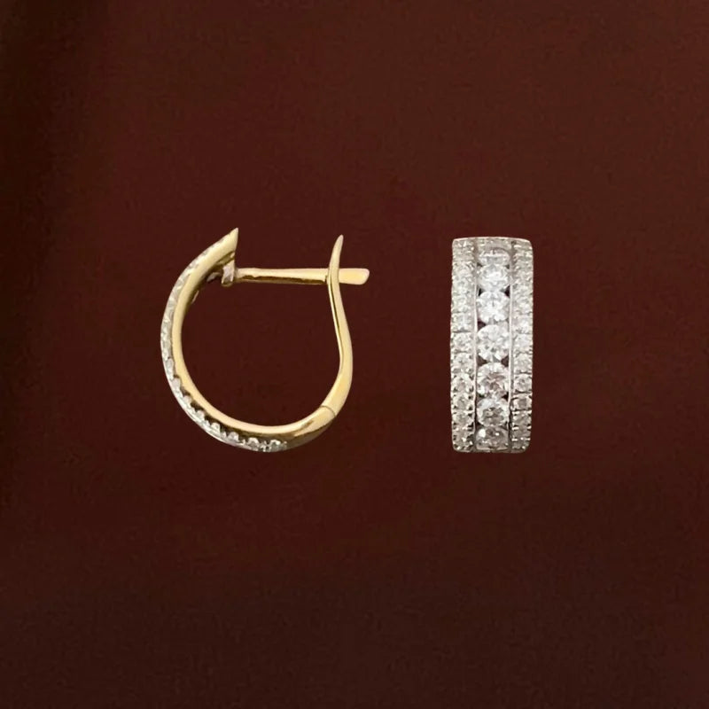 Rowē | Framed Pavé Hoop Earrings (Solid Gold) | Lady Estere Jewellery | Worldwide Shipping 14K 18K Solid Gold Lab-Grown Diamond Moissanite