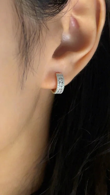 Rowē | Framed Pavé Hoop Earrings (Solid Gold) | Lady Estere Jewellery | Worldwide Shipping 14K 18K Solid Gold Lab-Grown Diamond Moissanite