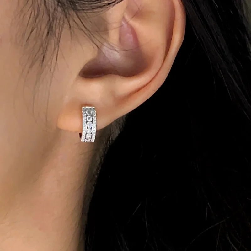 Rowē | Framed Pavé Hoop Earrings (Solid Gold) | Lady Estere Jewellery | Worldwide Shipping 14K 18K Solid Gold Lab-Grown Diamond Moissanite