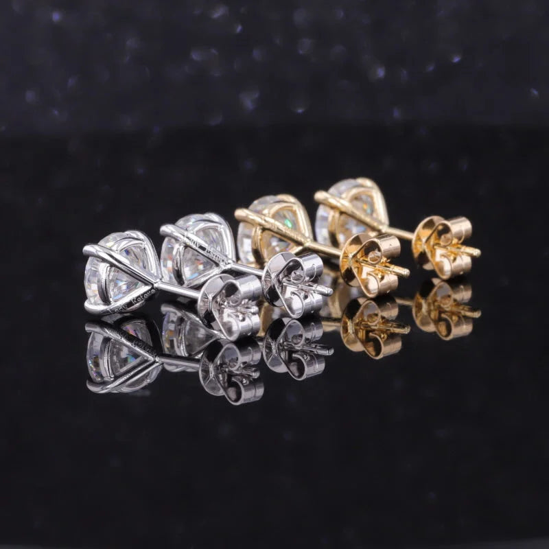 Soleil | Multi-Sizes Diamond or Moissanite Studs (Solid Gold) | Lady Estere Jewellery 14K 18K Solid Gold Lab-Grown White Yellow Rose SG,