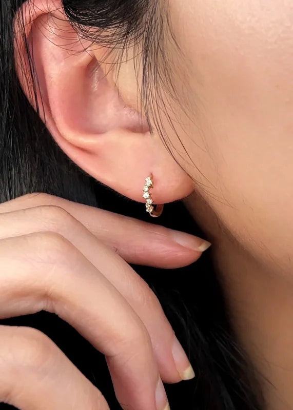 Starlight | Cluster Lab Grown Diamond Hoop Earrings (Solid Gold) | Lady Estere Jewellery 14K 18K Solid Gold Moissanite White Yellow Rose