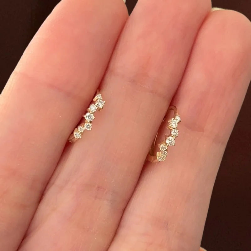 Starlight | Cluster Lab Grown Diamond Hoop Earrings (Solid Gold) | Lady Estere Jewellery 14K 18K Solid Gold Moissanite White Yellow Rose
