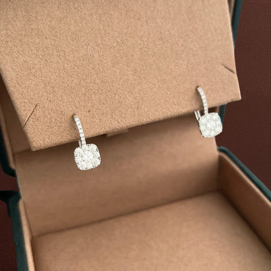 Stellar | Cushion Shape Leverback Earrings (Solid Gold) | Lady Estere Jewellery 14K 18K Solid Gold Lab-Grown Diamond Moissanite White