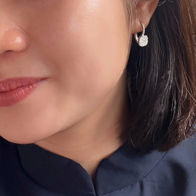 Stellar | Cushion Shape Leverback Earrings (Solid Gold) | Lady Estere Jewellery 14K 18K Solid Gold Lab-Grown Diamond Moissanite White